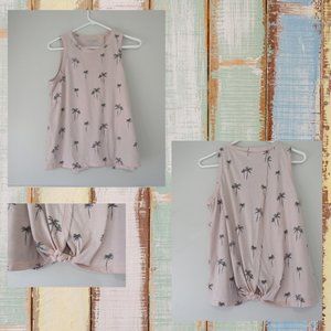 Tropical pink tank top with knot in back size S